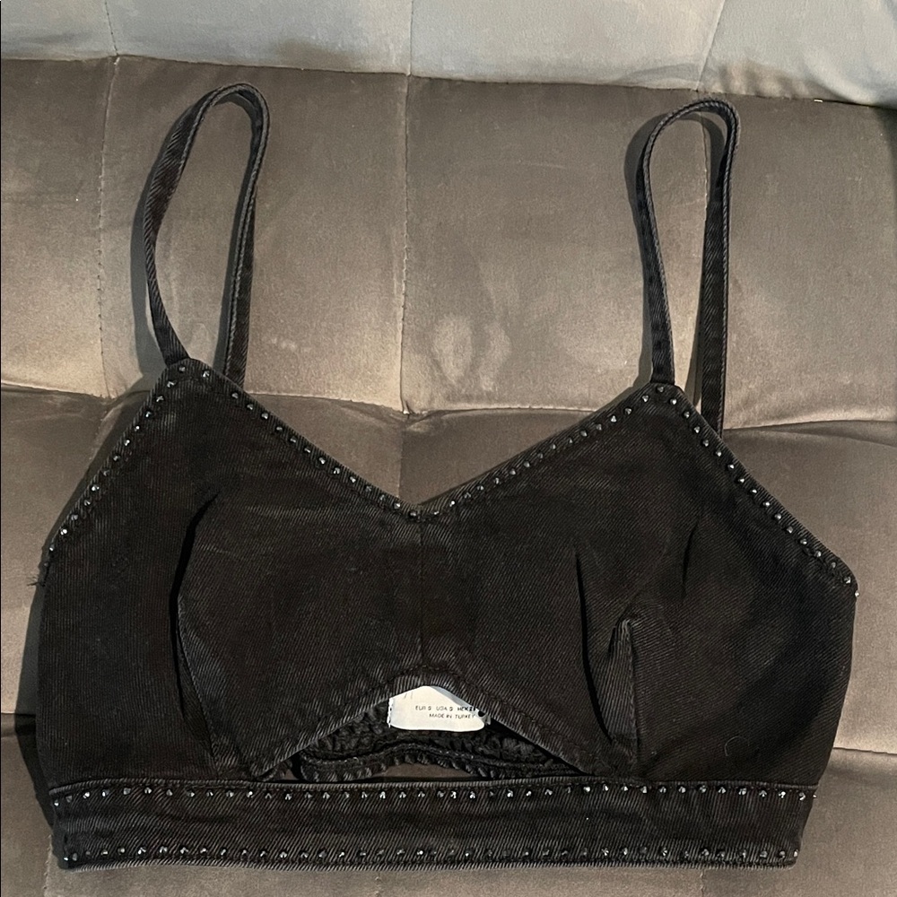 Black Studded Crop Top